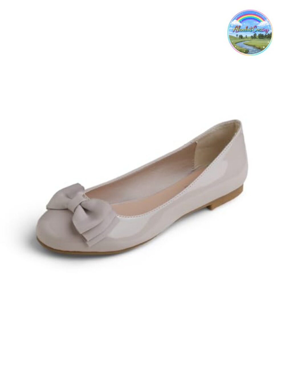 Women's Round Toe Bow Ballet Flats Slip-On Synthetic Rubber Sole